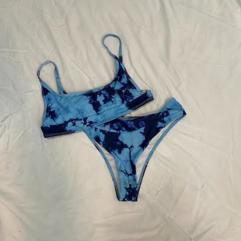 small blue tie dye bikini